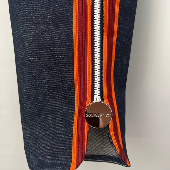 Calvin Klein 205w39nyc Blue Denim Pant Straight Leg Jeans Side Zippers Stripes 8 - Picture 8 of 12